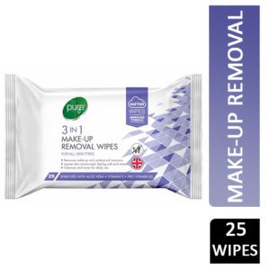 PURE 3 IN 1 MAKE UP REMOVER WIPES 25'S