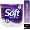 TOILET ROLLS PURE SOFT 4 p/k 3 PLY WHITE