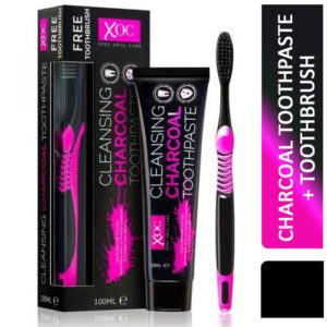 XOC CHARCOAL TOOTHPASTE 100ML & FREE TOOTHBRUSH