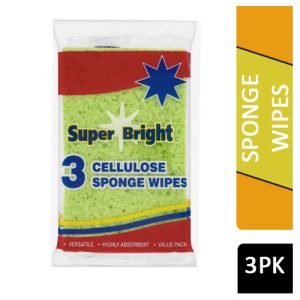 SUPERBRIGHT 3PK CELLULOSE SPONGE WIPES