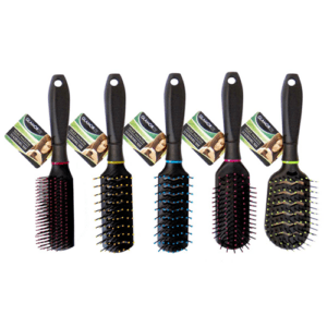 HAIR BRUSH TRAY ASST COLOURED HANDLES