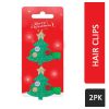 MERRY CHRISTMAS TREE HAIR CLIPS 2PK