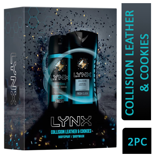 LYNX GIFT SET COLLISION LEATHER &COOKIES 2 PACK DEOD & S/GEL