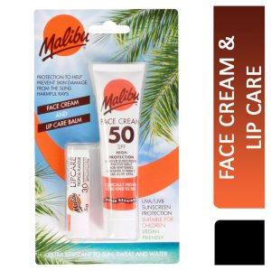 MALIBU SPF 50 LOTION FOR FACE 40ML & SPF 30 LIPBALM 4G