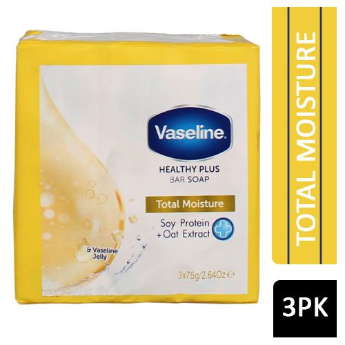 VASELINE TOTAL MOISTURE SOAP BAR 3PK 75G