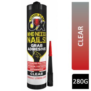STRONG AS AN OX WHO NEEDS NAIL GRAB ADHESIVE WHITE TUBE 184G