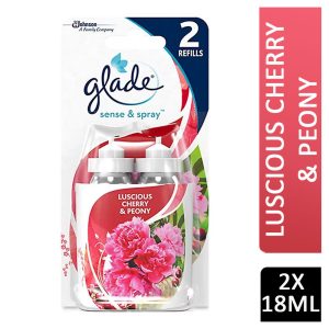 GLADE SENSE & SPRAY LUSCIOUS CHERRY & PEONY 2p/k REFILL 18ML