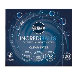 AIRPURE INCREDIBALLS  LAUNDRY SHEETS 20's CLEAN SKIES