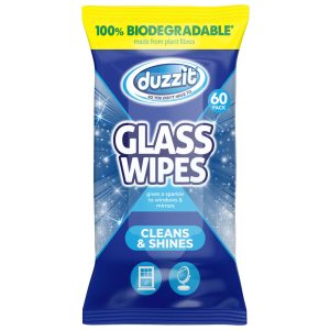 DUZZIT GLASS WIPES 60PK CLEANS & SHINES